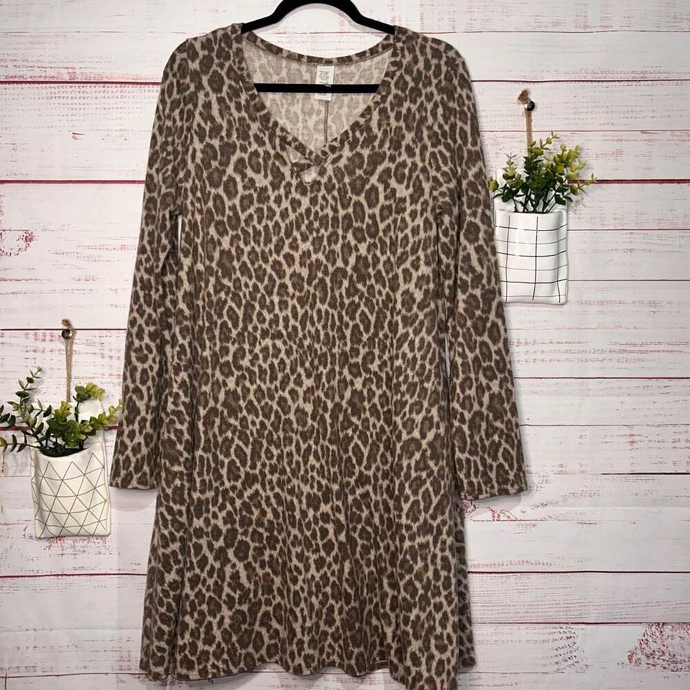 Women’s Boutique Leopard Print Brushed Knit Tunic | Large